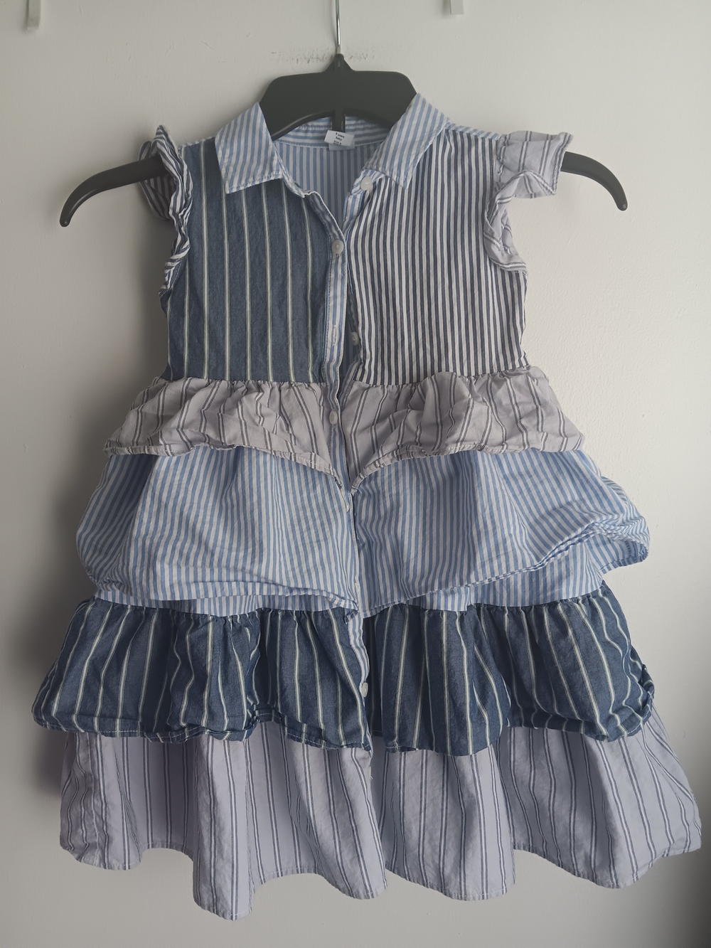GAP Blue and White Striped Tiered Ruffle Dress